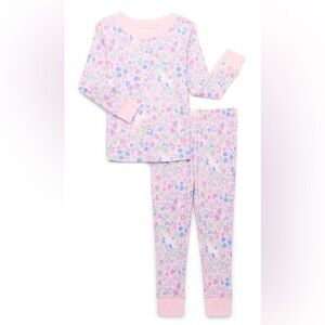 Wonder Nation Toddler Cotton Long Sleeve Sleep Tee and Pants Pajama Set, 2-Piece